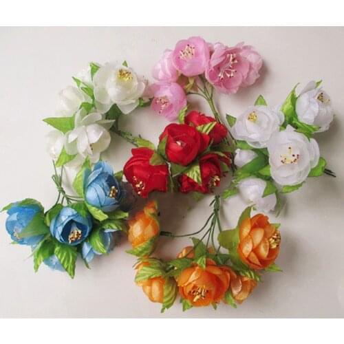 Artificial flowers head Diy small tea bud bouquet floral wreath brooch corsage 3.5CM 2.8 6