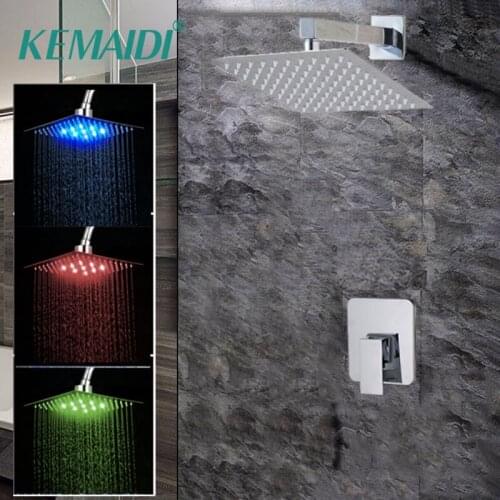 KEMAIDI 8 12 16 Inch High Quality Bathroom Wall Mounted Rain Shower Head Valve Mixer Tap Rainfall Shower Mixer Faucet Set