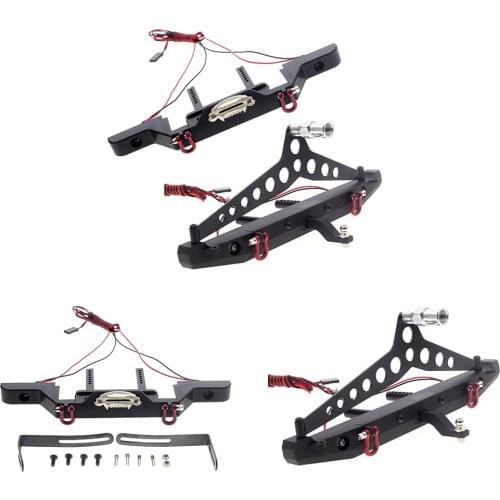 Metal Front Rear Bumper with LED Lights Set for Axial SCX10 III TRX4 1/10 RC Crawler Car Parts Accessories