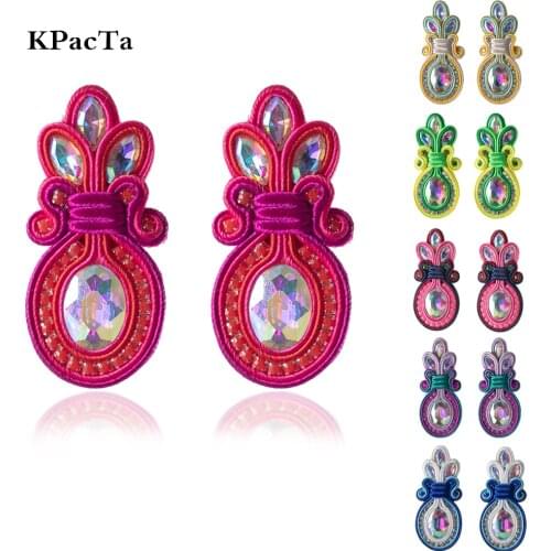 KPACTA New Design Leather Drop Earrings Fashion Jewelry Female Soutache Handmade Weaving Ethnic Style Hanging Earring Accessorie