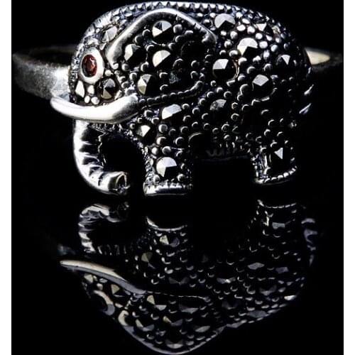 L&p Thailand Elephant Ring Authentic 100% 925 Sterling Silver Rings For Men Vintage Punk Style Women&men Jewelry