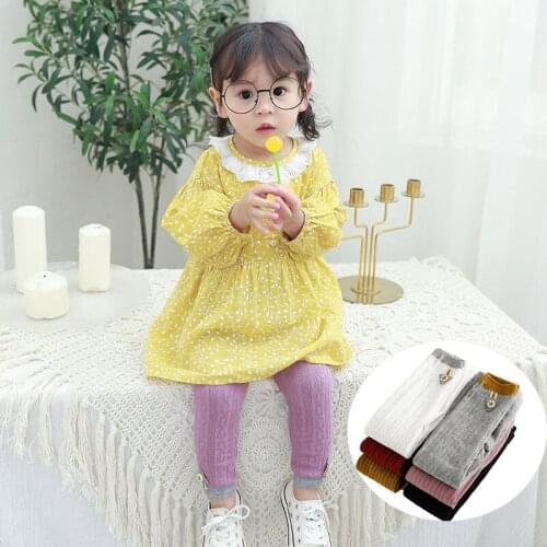 Kids Girls Pink Leggings Autumn Winter Knitted Children Solid Color Legging Baby Toddler Casual Ankle Luster Pencil Pants