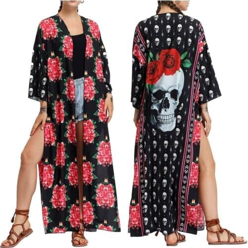 Summer Sexy Beach Long Dress Bohemia Printed Cover-ups Tunic Women Beachwear Swimsuit Cover Up Bikini Wrap Beach Cardigans Robe