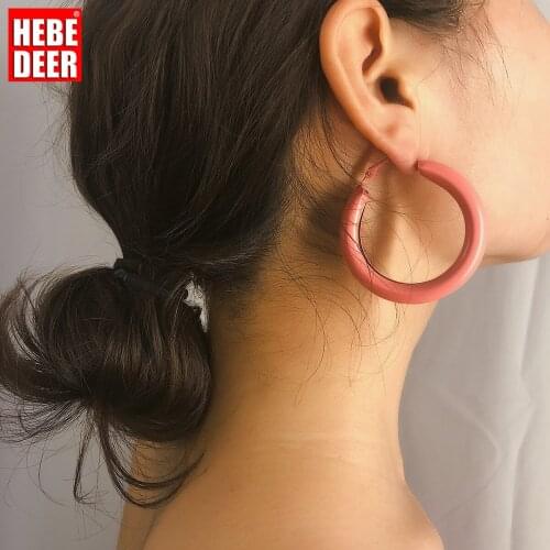 HebeDeer Fashion Kpop Earring Woman Hollow Ring Piercing Simple Trendy Round Geometric Pendant Earrings Party Jewelry Gift Arete