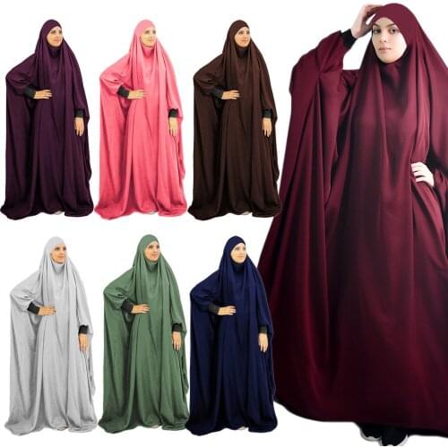 Muslim Women Overhead Abaya Prayer Garment Dress Islamic Clothes Hijab Robe Ramadan Arab Kaftan Middle East Abayas