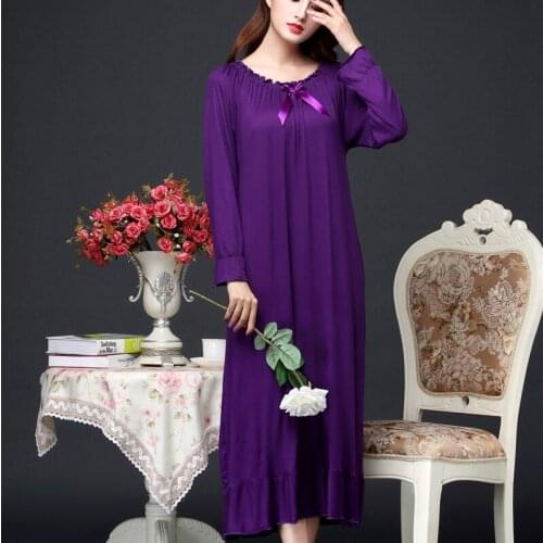 Plus size dress women nightgown purple Tempting sleepwear lingerie Modal cotton sleep dress sexy long nightdress new пижама