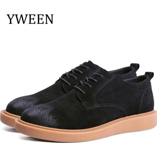 YWEEN New Autumn Casual Shoes Men Hard-Wearing Solid Lace-up Leather Shoes Man Fashion Oxford Shoes