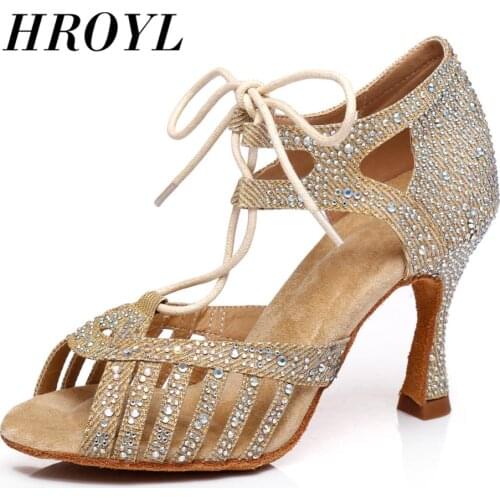 Latin dance shoes for girl women ladys Rhinestone ballroom professional Salsa tango party dancing shoes high heel