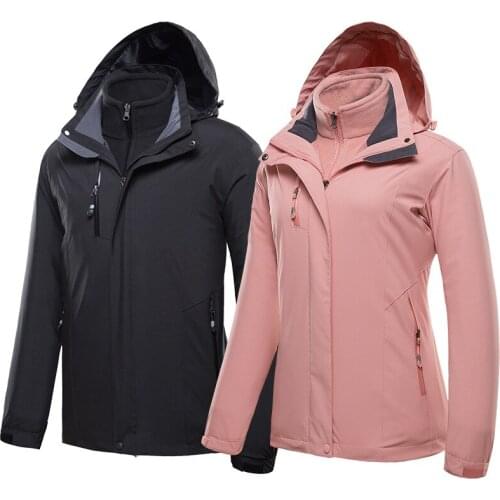 Autumn and winter outdoor jacket men two-piece women three-in-one plus velvet thickening mountaineering men