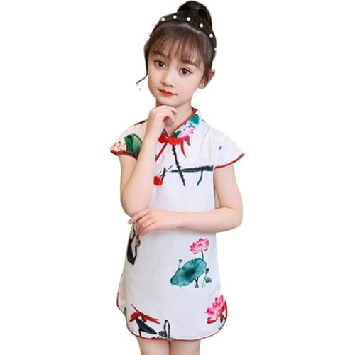 Dresses For Girls Floral Party Girl Dress Chinese Style Dress Kids Summer Girl Costume 6 8 10 12 14