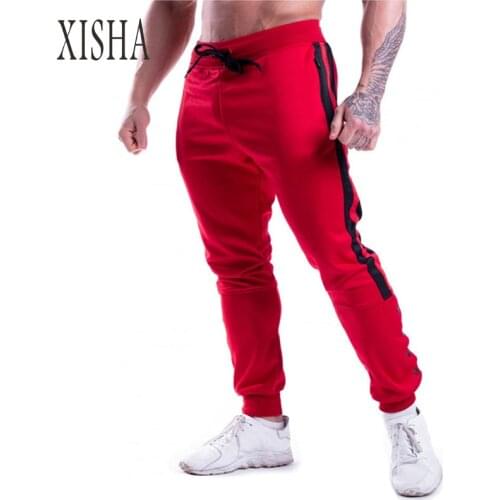Striped Workout Sweatpants Men Red Sport Pants Quick Dry Jogging Running Pants Fitness Trousers Sportswear Bodybuilding Bottoms