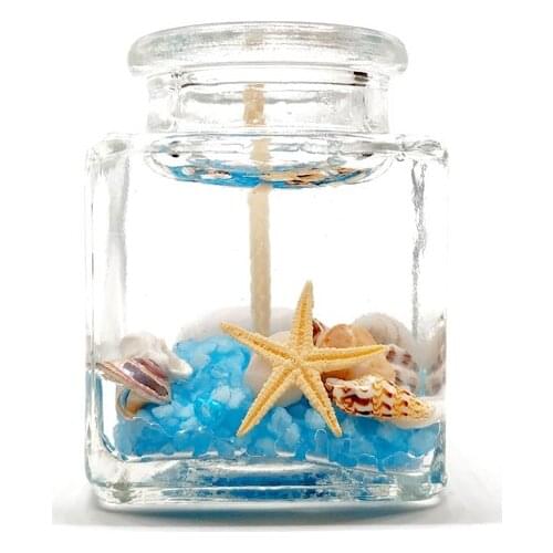 4 pcs / Ocean Themed Gel Candle Transparent Decorative Candle Decorated with Seashells and Starfish