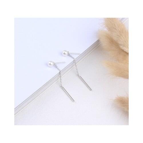 S925 Silver Color Fashion Simple Long Tassel Ear Line Beautiful Prevention Allergy Ladies Boutique Jewelry Girlfriend Gift