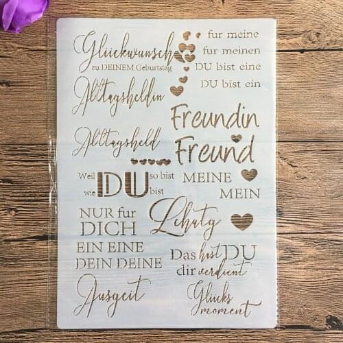 A4 English inspirational blessings wall stencil, scrapbook, embossing album, decorative, paper card template drawing stencils