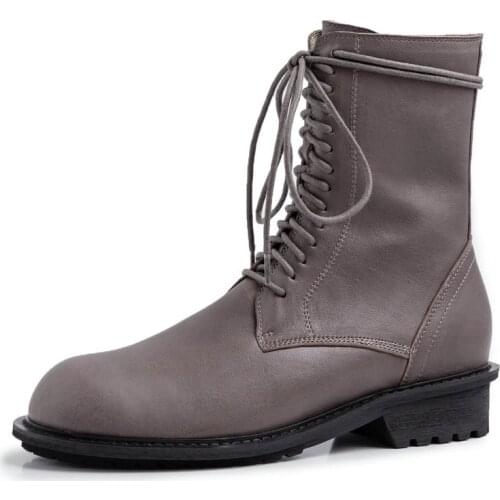 SKLFGXZY New autumn/winter 2020 women Riding boots Genuine leather Female boots European brands lace-up handmade