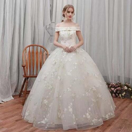 Wedding Dress Elegant Short Sleeves Boat Neck Embroidery New Lace Up Pleat Floor-Length Plus Size Wedding Gowns For Women G258