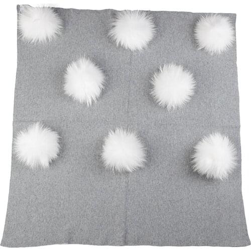 Warm Wool Newborn Baby Swaddling Blanket Travel Sleeping Bedding Swaddles Wrap Birth Gift With 13cm Real Fur Pompom