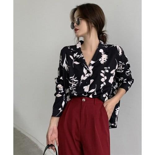 Spring Printed Shirt Women Korean Long Sleeve Top Casual Loose Women Blouses Tops