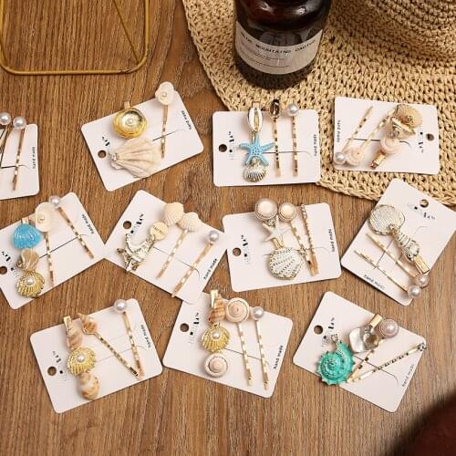 Sea Sheel Hair Clips Set Summer Korean Style Women Fashion Beach Barrettes Clip Hairpins girls Imitiation Hair Accessories