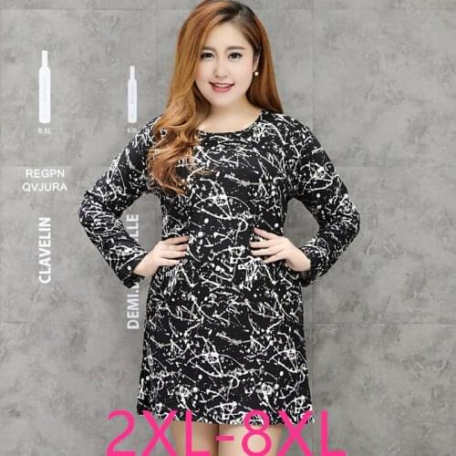 New spring autumn plus size tops for women large long sleeve loose casual elastic O neck long T-shirt black 4XL 5XL 6XL 7XL 8XL