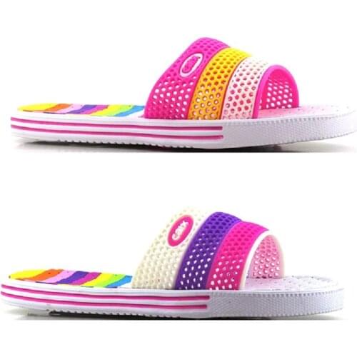 Women Summer Mixed Multicolour Slippers Pool Beach Bathroom Hole Design Pink Purple Yellow Lilac Nonskid Anatomical Light Trend 2021