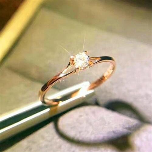 Boho Female Crystal Zircon Stone Ring Cute Small Silver Color Rose Gold Color Finger Ring Promise Engagement Rings For Women