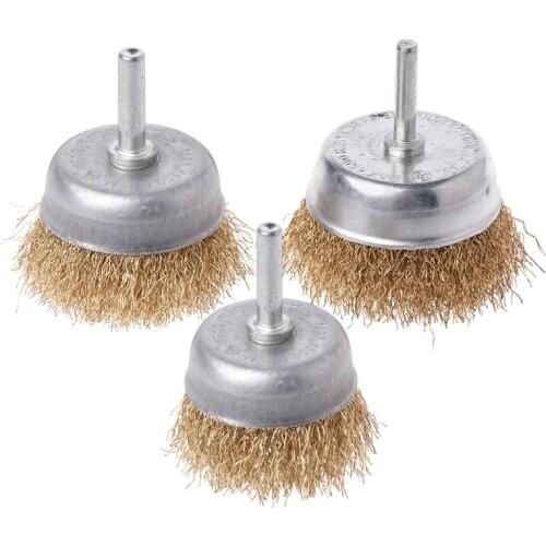 1 Pcs Bowl Wire Brush 6mm Shank Diameter Flat Steel Wire Wheel Electric Drill Grinding Mill Polish Wheel Derusting Tool