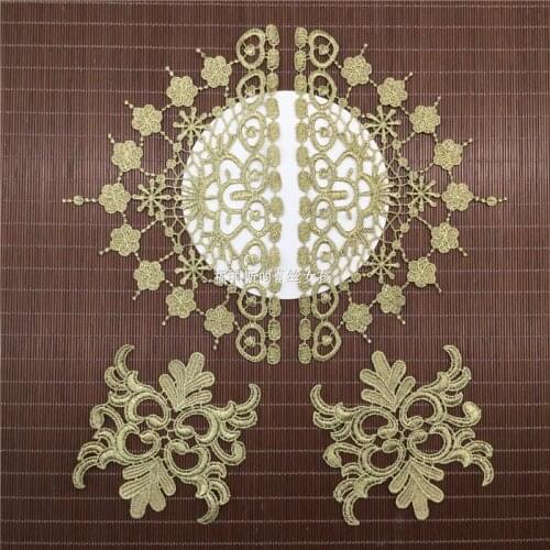 1Pc Golden Gothic Royalty Hollow Retro Flower Lace Embroidery Patch Applique DIY Clothing Accessories Wedding Dress DIY 2 Types