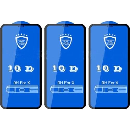 10pcs/lot 10D Full Cover Tempered Glass For iPhone 11 pro 78 6sProtective Glass for iPhone XS max XR Protective Glass