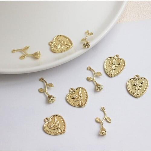10 PCS Metal Copper Flowers Charms Pendant Decorations DIY Handmade Accessories For Jewelry Making