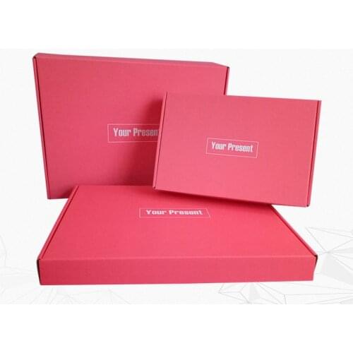 10Pcs Pink Kraft Paper Box 3 Layers Corrugated Boxes Your Present Box Mailer Gift Packaging Boxes Cardboard Carton 30x20x5cm