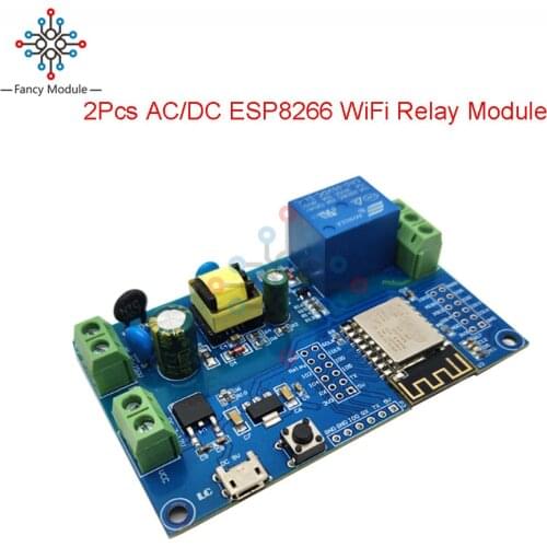 2Pcs ESP8266 WiFi Relay Module AC/DC Power Supply ESP8266 WiFi Single-Channel ESP-12F Development Board
