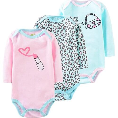 3PCS/Lot Newborn Bodysuit Cotton Long Sleeve Newborn Clothes One-Piece Baby Bodysuit New Born 0-12M Girl Boy Baby Clothes