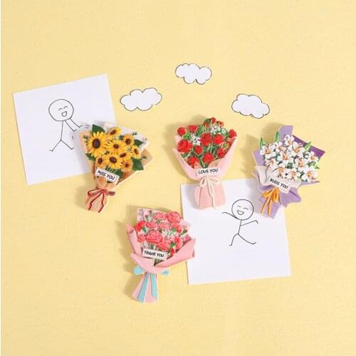 3D Bouquet Fridge Magnets for Message Paper Beautify Photo Wall Magnet Gift Fridge Magnet Collection Refrigerator Magnets