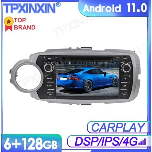 6+128G Android11 For Toyota Yaris 2012-2015 Car Multimedia Player GPS Navi Audio Stereo Screen DVD Head Unit Tape Recorder