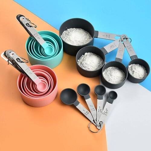 8pcs Multi Purpose Spoons Cup Measuring Tools PP Baking Accessories Stainless Steel Plastic Handle Kitchen Gadgets