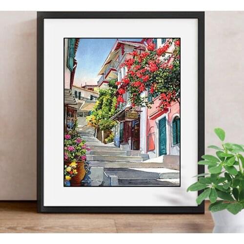 Diamond Embroidery Landscape DIY Diamond Painting Cross Stitch Town Full Round Drill Diamond Mosaic Needlework Kits Home Decor