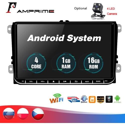 AMPrime 2din Android Car Radio multimedia MP5 Player Autoradio 9'' GPS WIFI FM Car Backup Monitor For Volkswagen Nissan