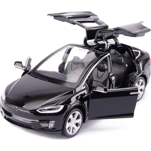 Car Tesla Model X 1:32 Scale Alloy diecast Pull Back Electronic Toys with Lights and Music,Mini Vehicles Toys for Kids Gift