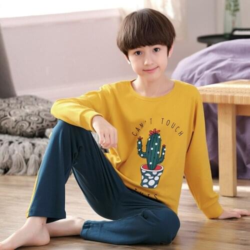 Kids Pajamas Sets Cotton Boys Sleepwear Suit Autumn Pajamas Long Sleeve Pijamas Tops+Pants 2pcs Children Clothing