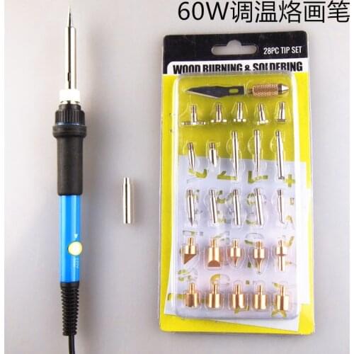220-240V 30W Electric Soldering Iron 28PCS Wood Working Pyrography Tool Wood Burning /Engraving/Carving/Embossing Soldering Tips
