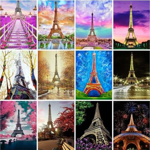 EverShine Diamond Painting Eiffel Tower Cross Stitch Diamond Embroidery Landscape Rhinestones Art Bead Picture Kits Home Decor