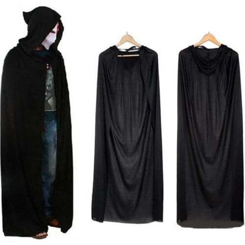 Hirigin Halloween Hooded Cape Adult Unisex Solid Long Cloak Costume Dress Coats Gifts Black