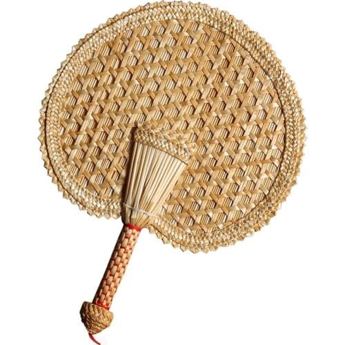 Hot XD-Hand-Woven Woven Straw Hand Fan Old Summer Natural Hand Fan Environmentally Friendly Hand-Woven Fan Decorative Round Fan