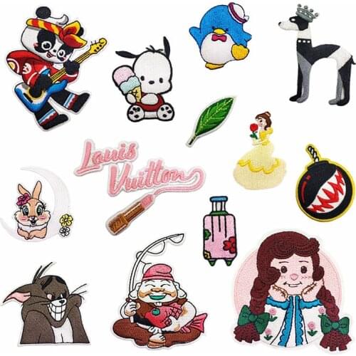 Customized Wholesale Embroidered Cloth Stickers High Quality Cartoon Character Girl Embroidered Patch Clothes Mending DIY
