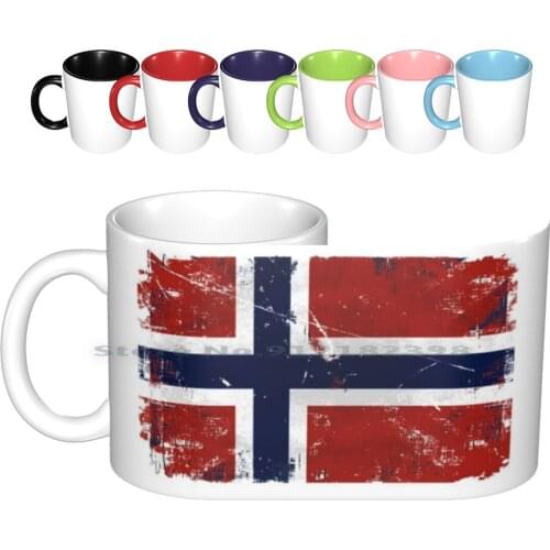 Norway Flag Logo Ceramic Mugs Coffee Cups Milk Tea Mug Norway Norwegian Norge Banner Flag Logo Creative Trending Vintage Gift