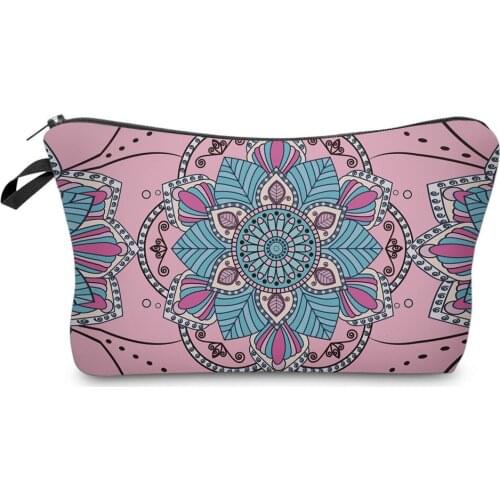 Makeup Bag Mandala Flower Print Cosmetic Totes Women Multicolor Pattern Multifunction Pouches For Travel Cute Fashion Style