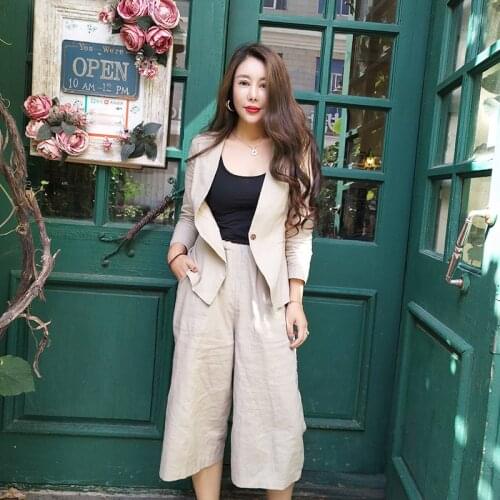 Spring and autumn new cotton and linen suit jacket casual suit pants suit casual womens two-piece suit 2 piece set women