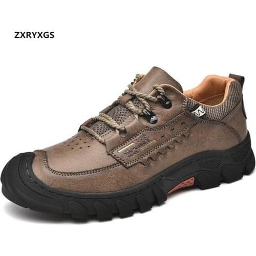 Large Size 46 Outdoor Hiking Shoes Men Shoes Casual Sneakers Flat Non-slip Wear Casual Shoes Genuine Leather Shoes Men Sneakers