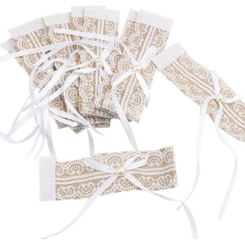 LBER 30 Pcs Linen Napkin Rings, Handmade Lace Napkin Rings for Rustic Wedding Party and Daily Use, Home Decor